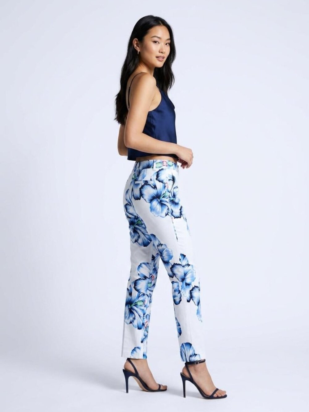 Zara Floral Tropical Hibiscus Print Tapered Pants M